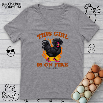 This Girl Is on Fire V-Neck Tee