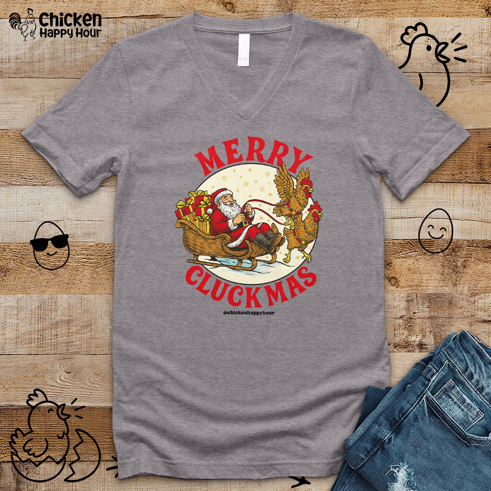 Merry Cluckmus V-Neck Tee