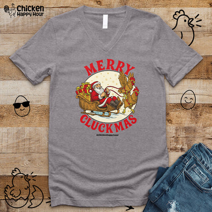 Merry Cluckmus V-Neck Tee