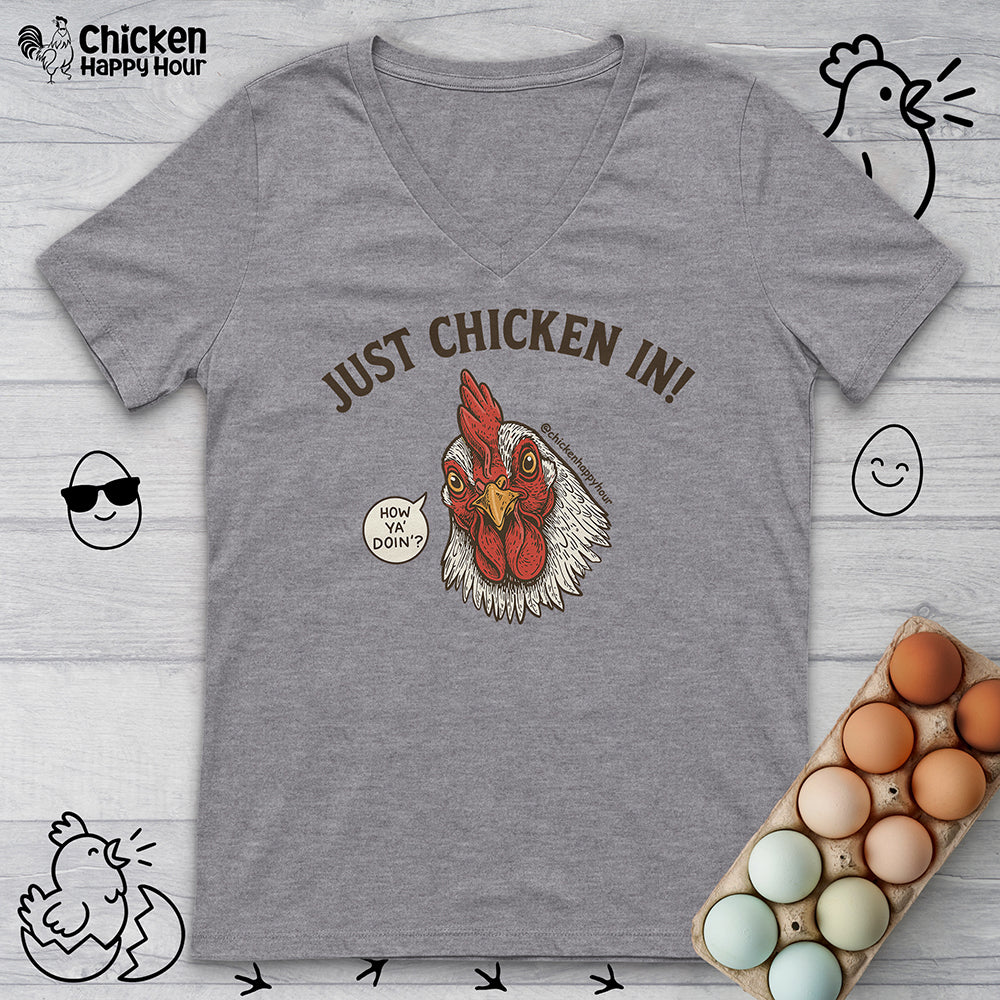 Just Chicken in! V-Neck Tee