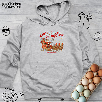 Santa’s Chickens on Duty Hooded Sweatshirt