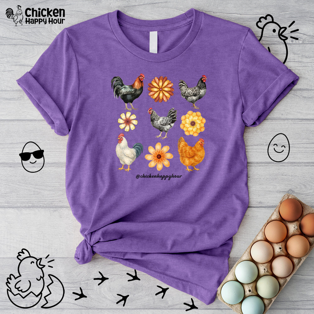 Chicken With Flowers Unisex Tee