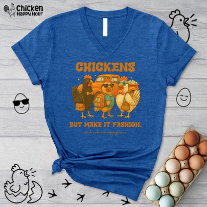Chickens But Make it Fashion V-Neck Tee