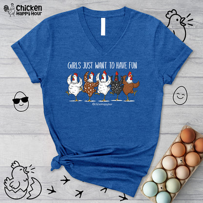 Girls Just Want To Have Vun V-Neck Tee