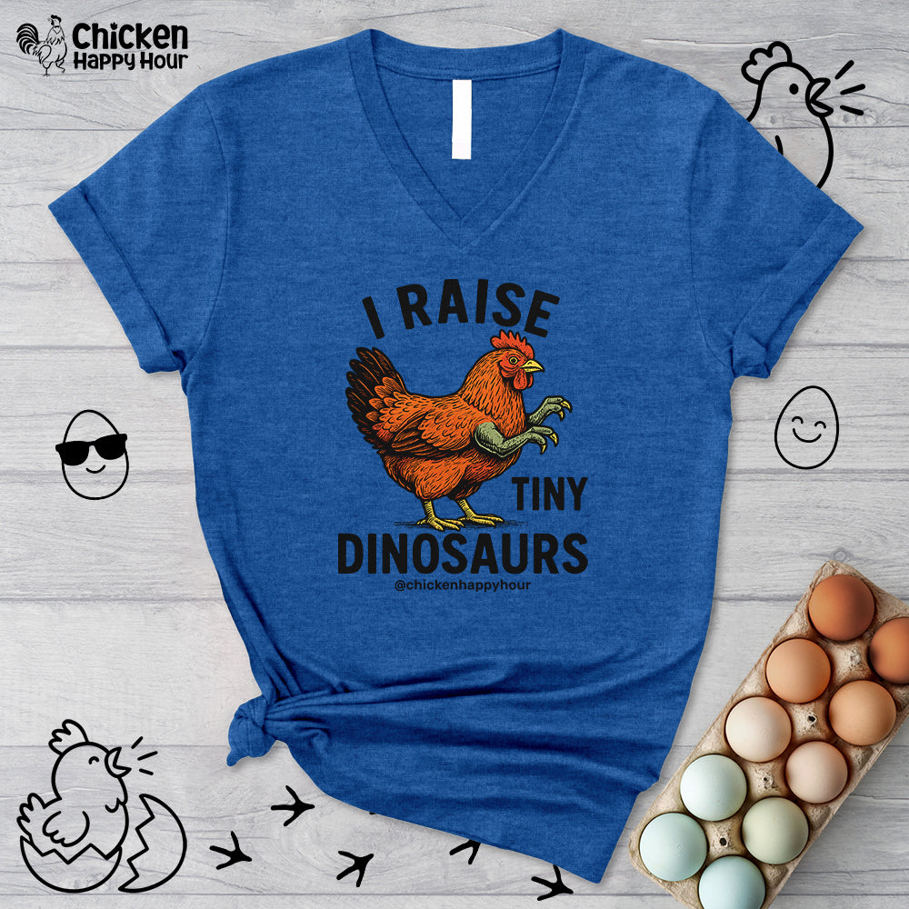 I Raise Tiny Dinosaurs V-Neck Tee