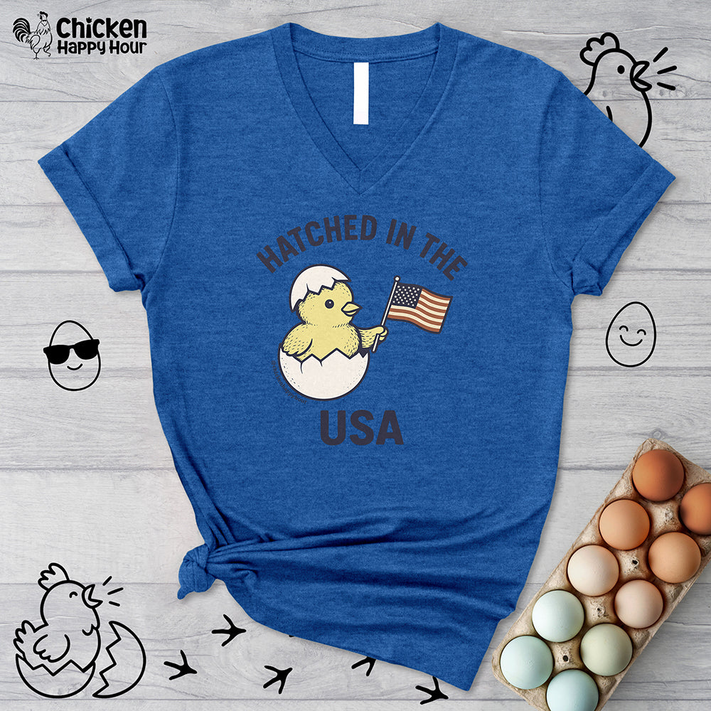 Hatched in the USA V-Neck Tee