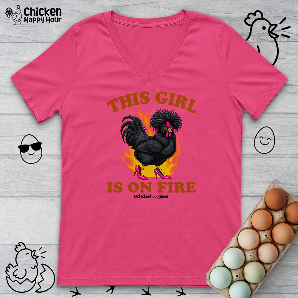 This Girl Is on Fire V-Neck Tee