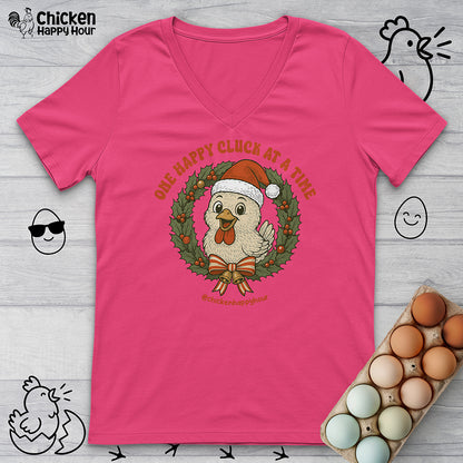 One Happy Cluck at a Time V-Neck Tee