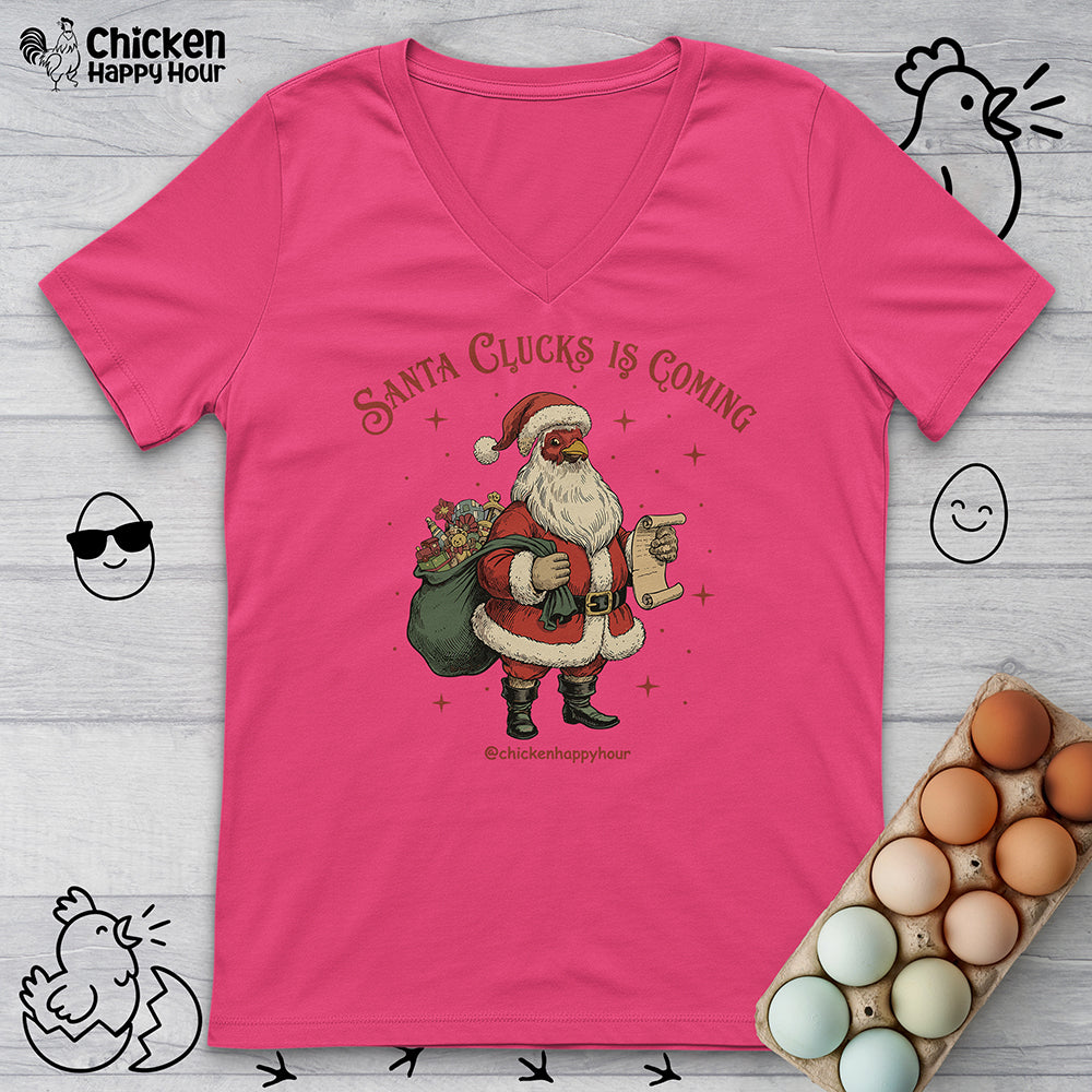 Santa Clucks Is Coming V-Neck Tee