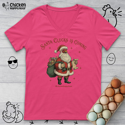 Santa Clucks Is Coming V-Neck Tee
