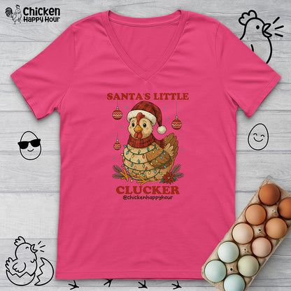 Santa’s Little Clucker V-Neck Tee