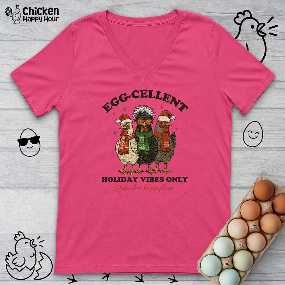 Egg-Cellent Holiday Vibes Only V-Neck Tee