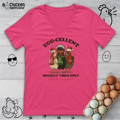 Egg-Cellent Holiday Vibes Only V-Neck Tee