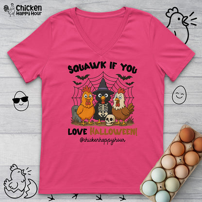 Squawk if you Love Halloween V-Neck Tee