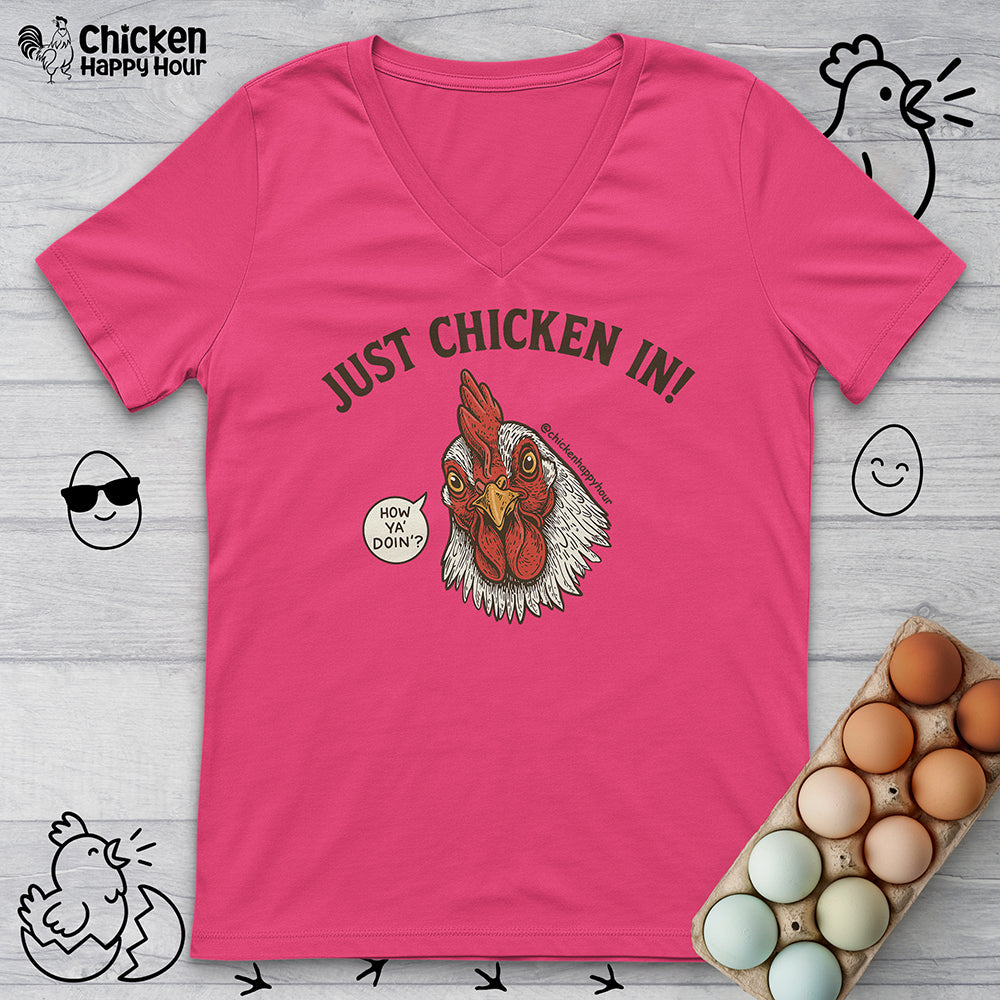 Just Chicken in! V-Neck Tee