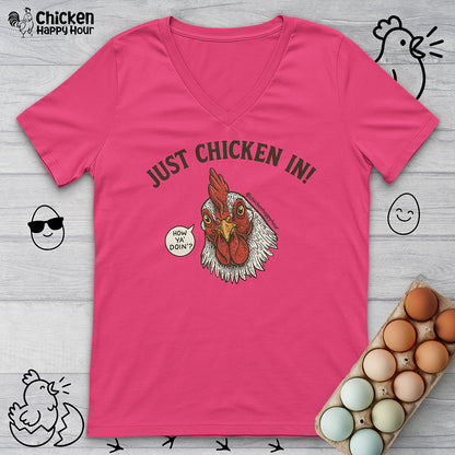 Just Chicken in! V-Neck Tee