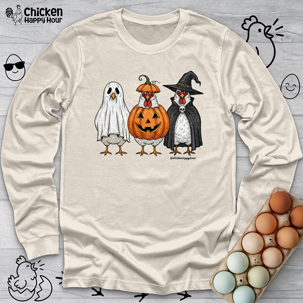 Chickens Wearing Halloween Costumes Long Sleeve