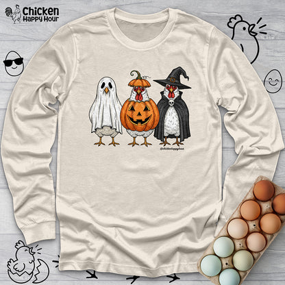 Chickens Wearing Halloween Costumes Long Sleeve