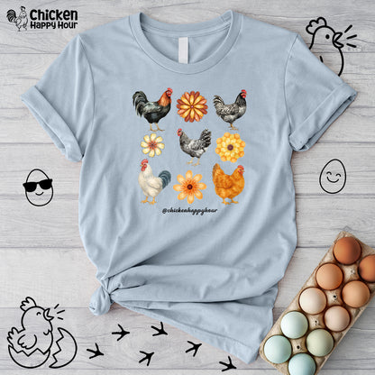 Chicken With Flowers Unisex Tee