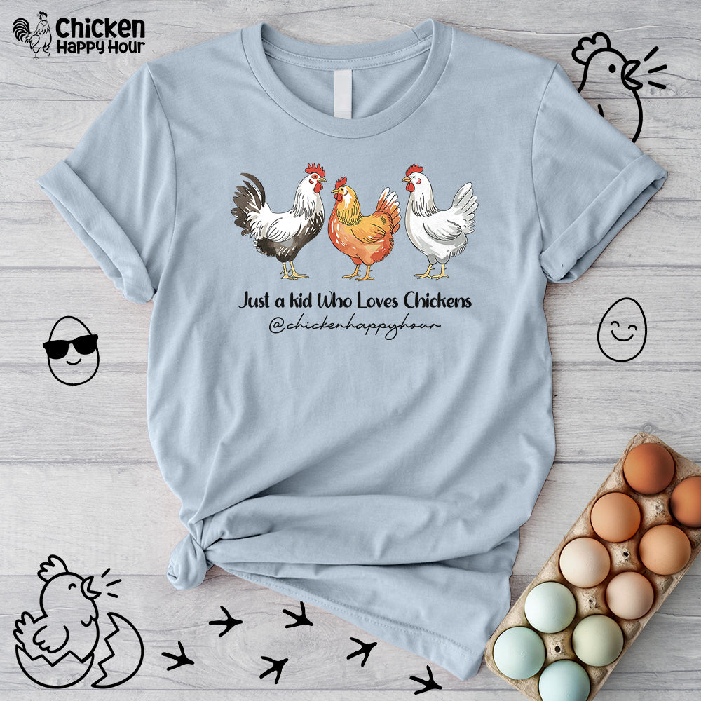 Just a Kid Who Loves Chickens Unisex Tee