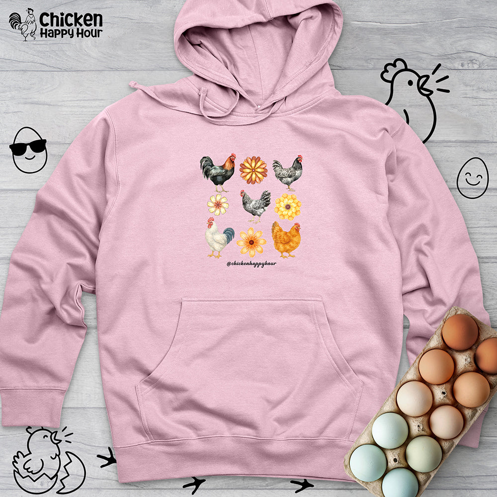 Chicken With Flowers Hooded Sweatshirt