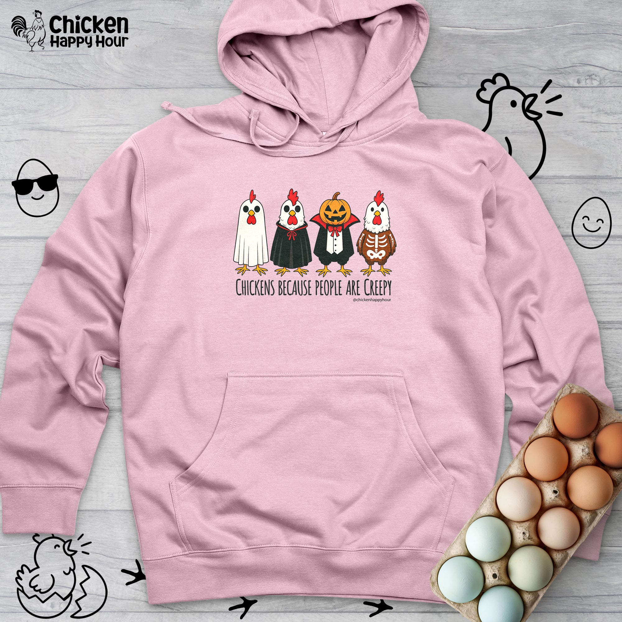 Chickens Because People Are Creepy Hooded Sweatshirt