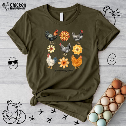 Chicken With Flowers Unisex Tee