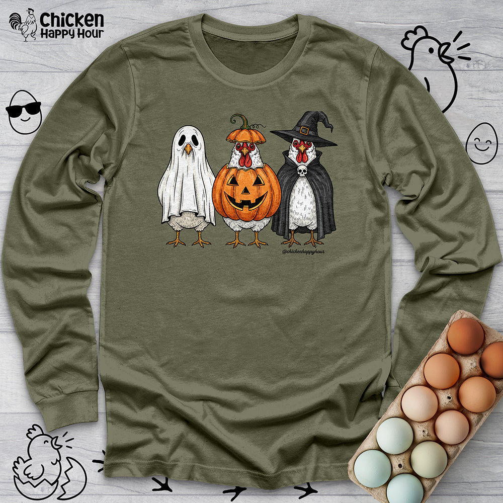 Chickens Wearing Halloween Costumes Long Sleeve Tee