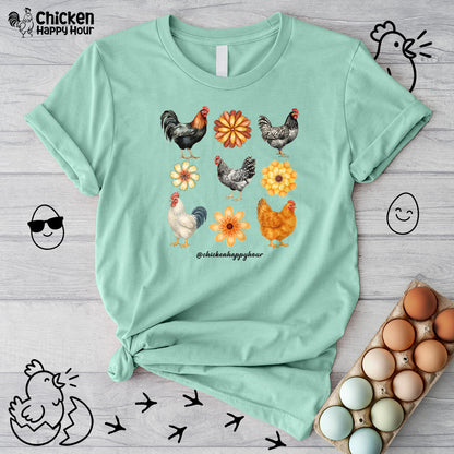 Chicken With Flowers Unisex Tee