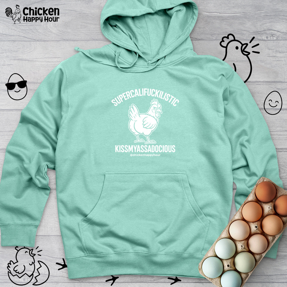 Supercalifuckilistic Kissmyassadocious White Hooded Sweatshirt