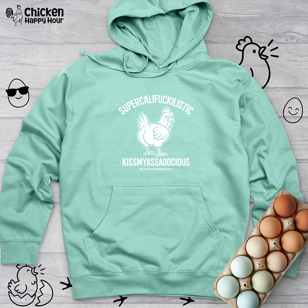 Supercalifuckilistic Kissmyassadocious White Hooded Sweatshirt