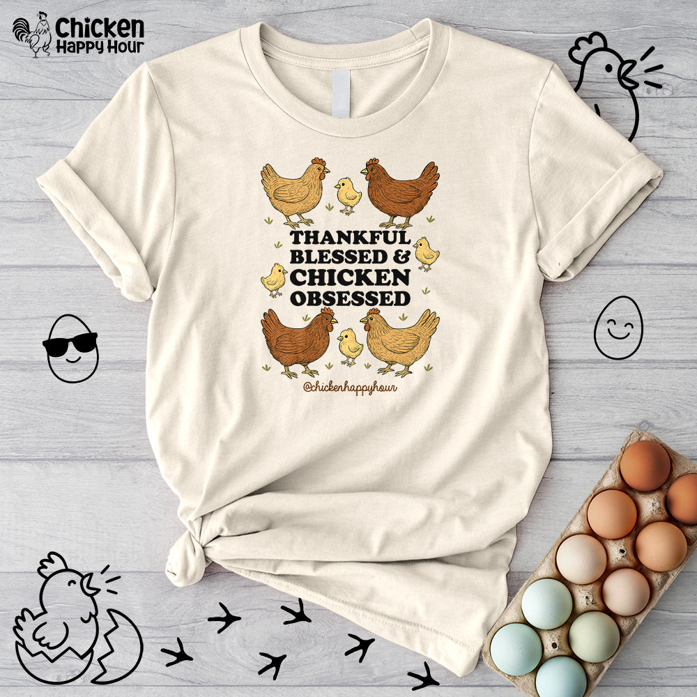 Thankful Blessed and Chicken Obsessed Unisex Tee