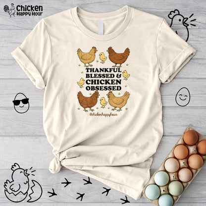 Thankful Blessed and Chicken Obsessed Unisex Tee