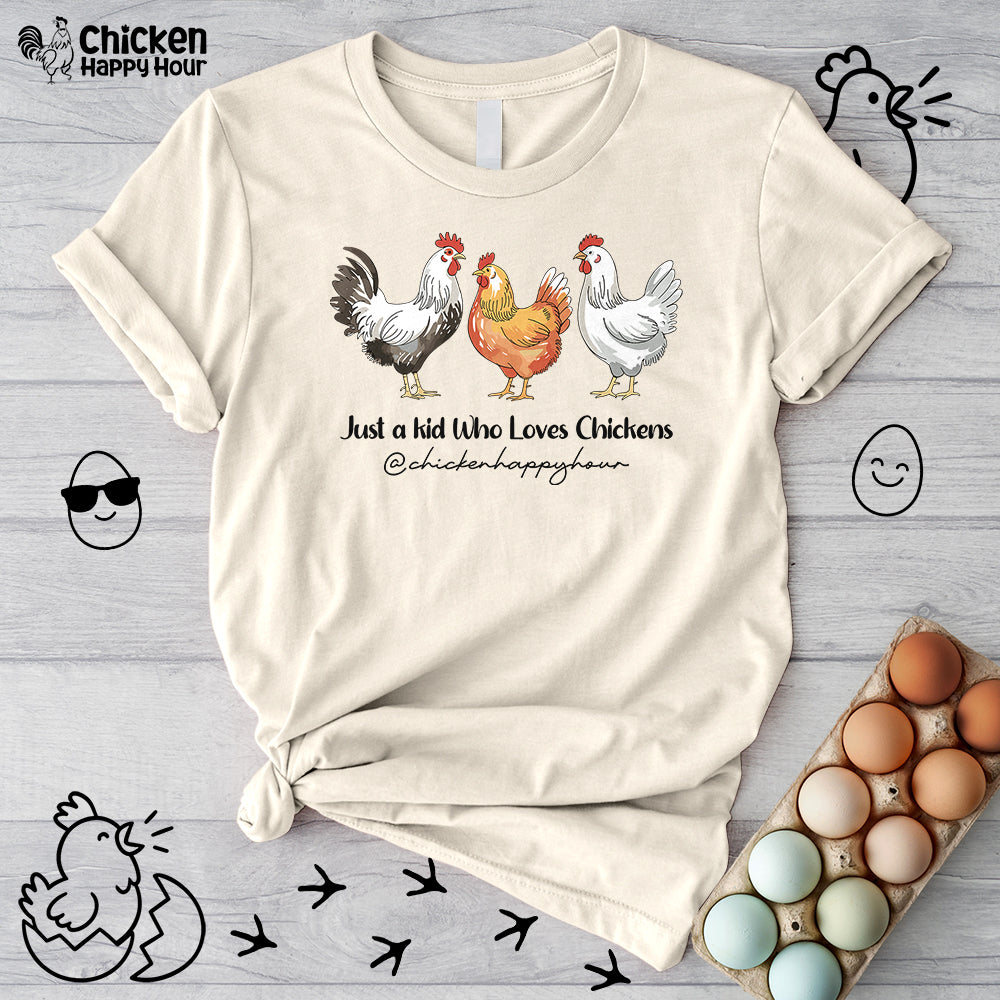 Just a Kid Who Loves Chickens Unisex Tee