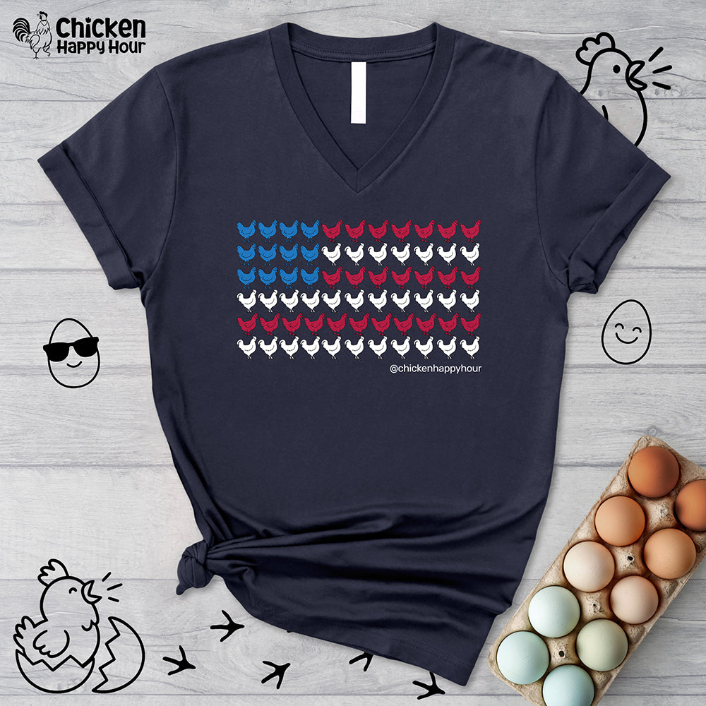 4th of July Chicken V-Neck Tee