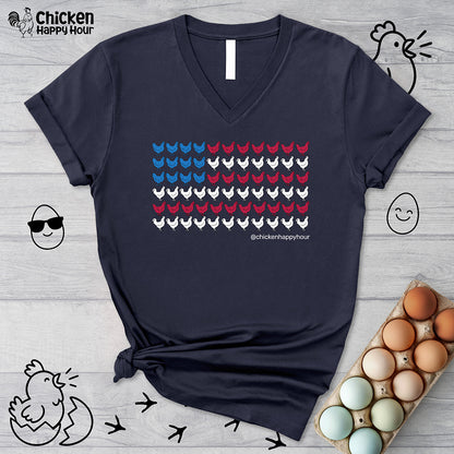 4th of July Chicken V-Neck Tee