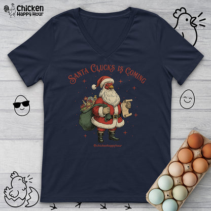 Santa Clucks Is Coming V-Neck Tee