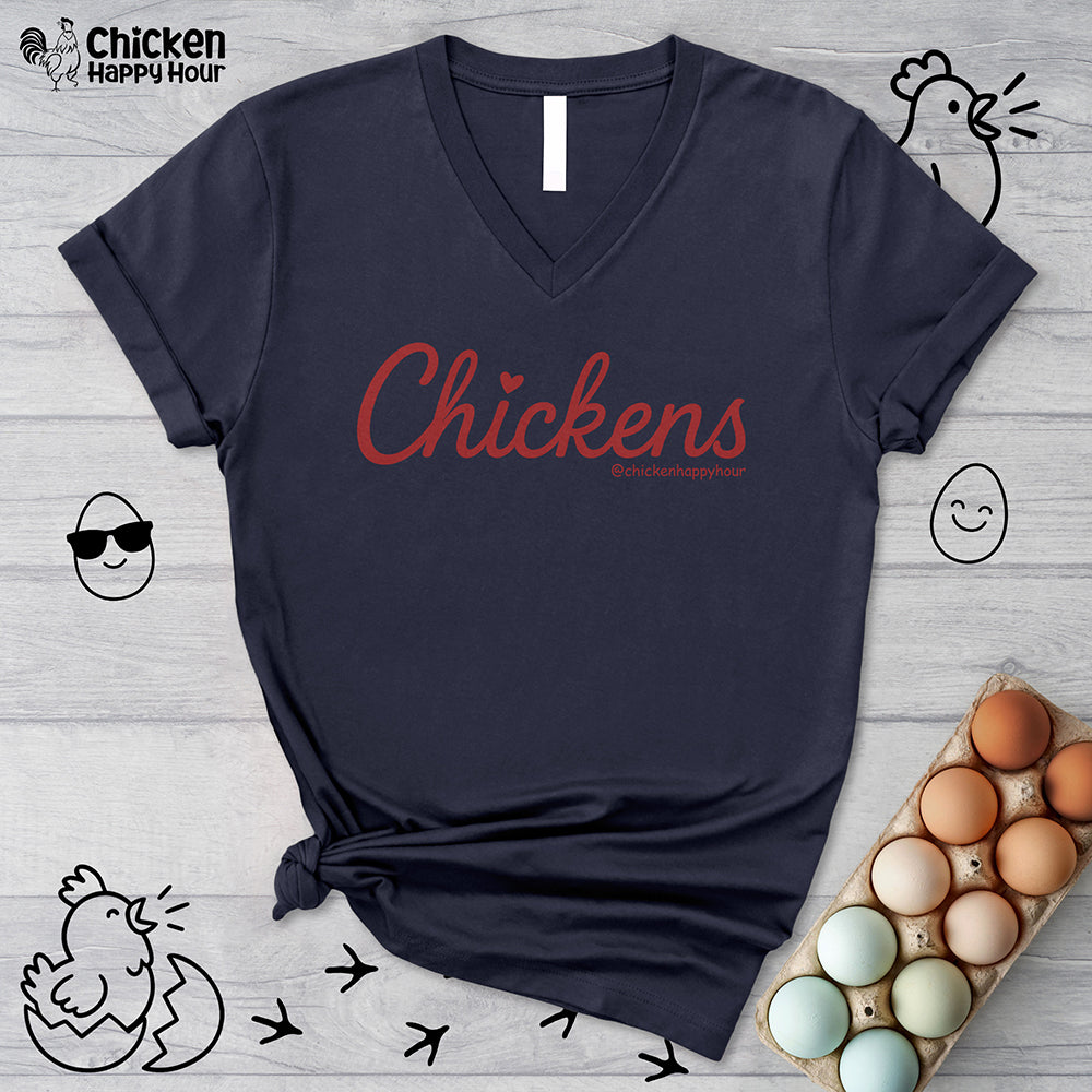 Love Chickens V-Neck Tee