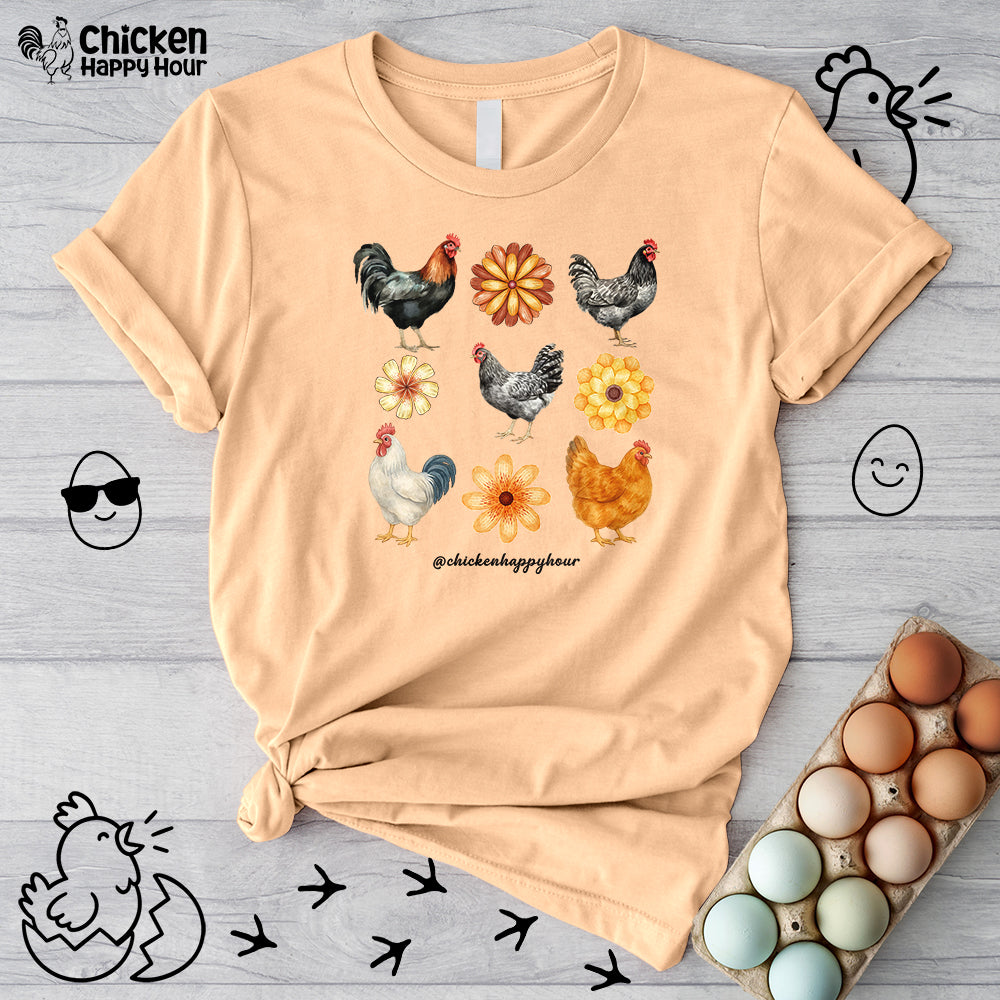 Chicken With Flowers Unisex Tee