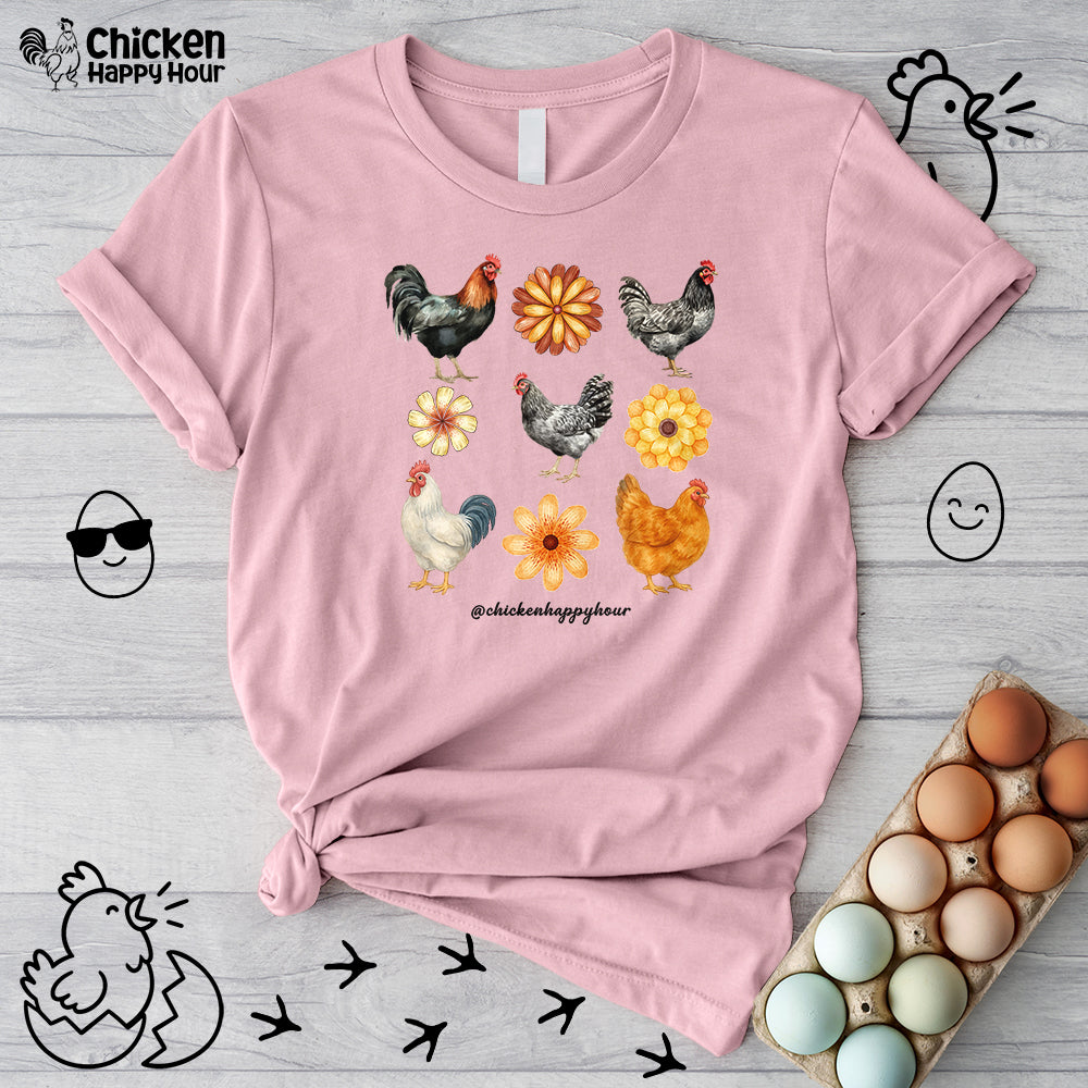 Chicken With Flowers Unisex Tee