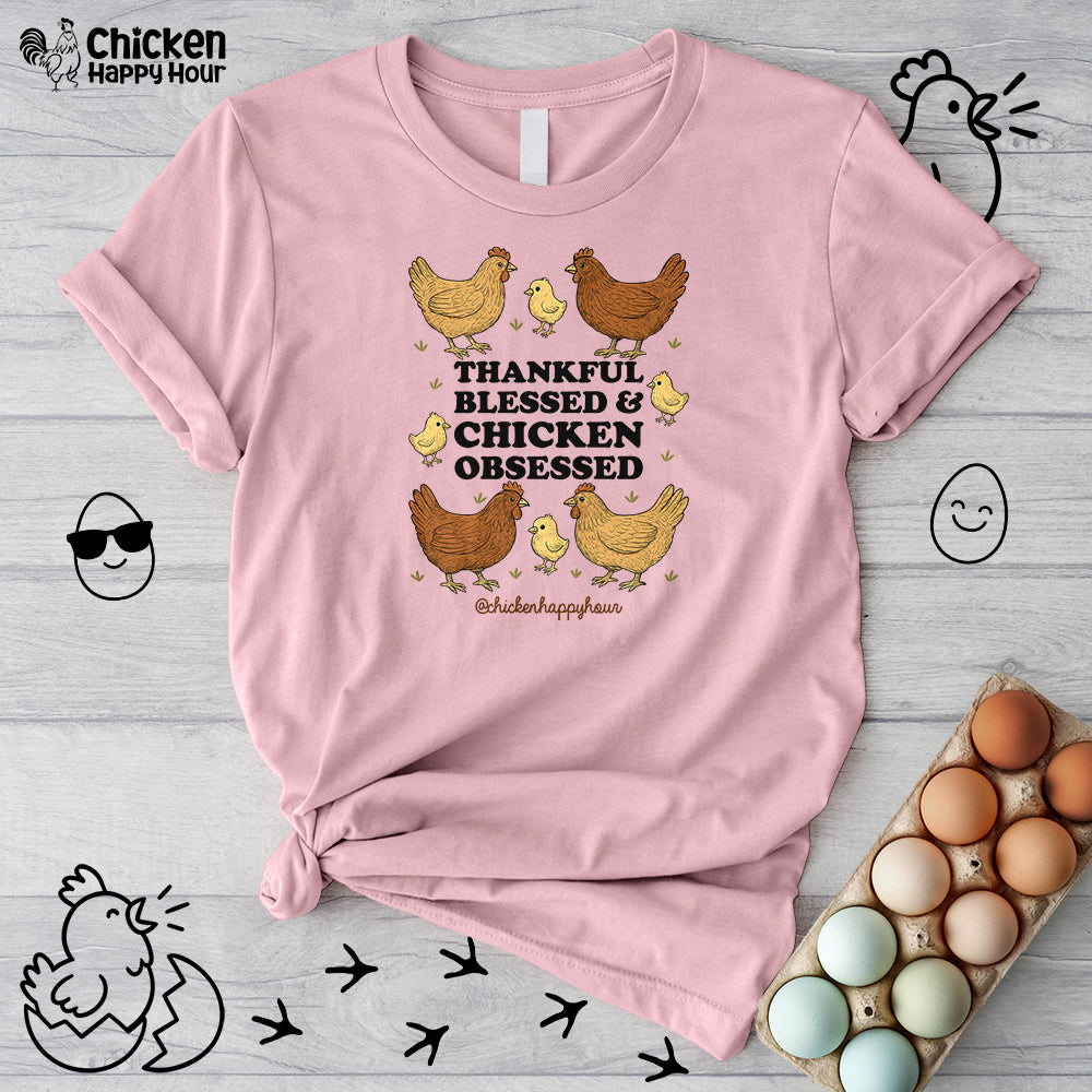 Thankful Blessed and Chicken Obsessed Unisex Tee