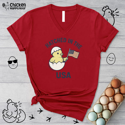 Hatched in the USA V-Neck Tee