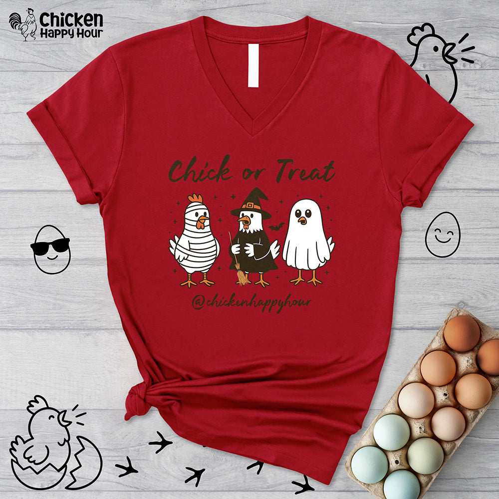 Chick or Treat V-Neck Tee