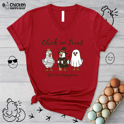 Chick or Treat V-Neck Tee