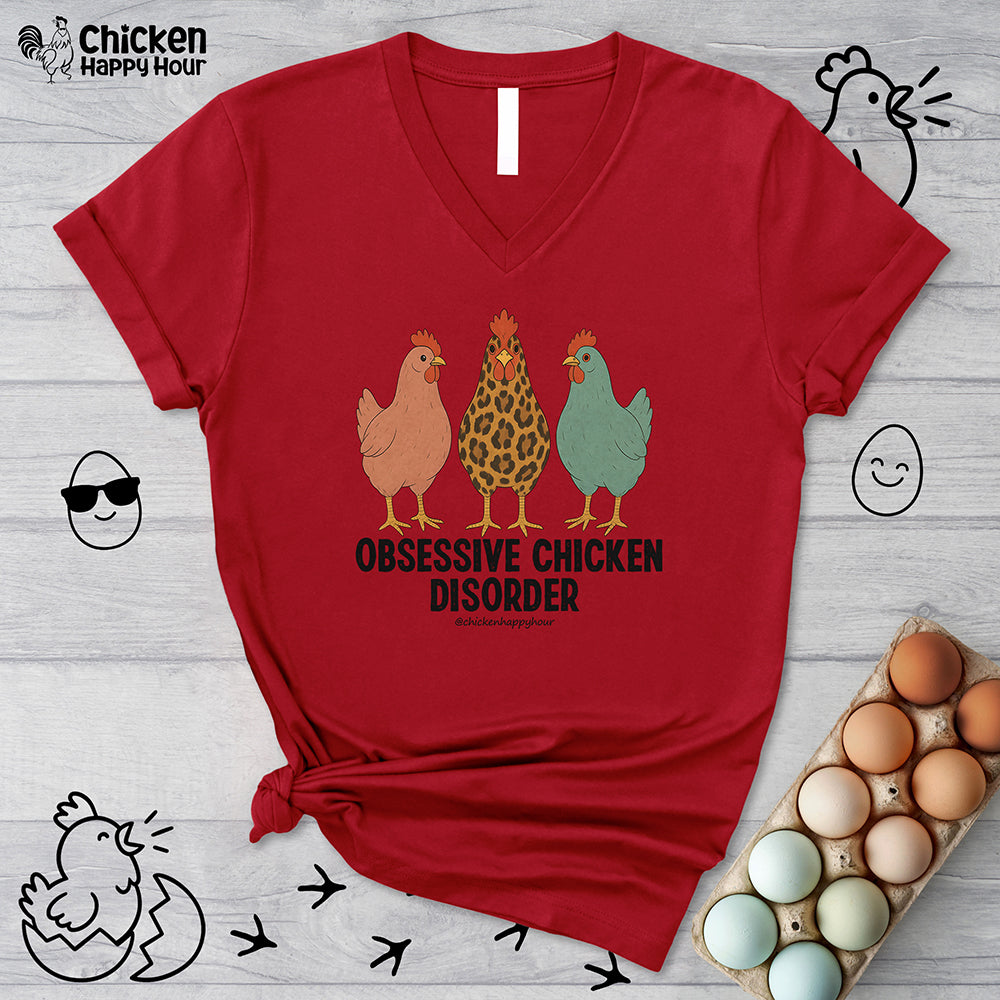 Obsessive Chicken Disorder V-Neck Tee