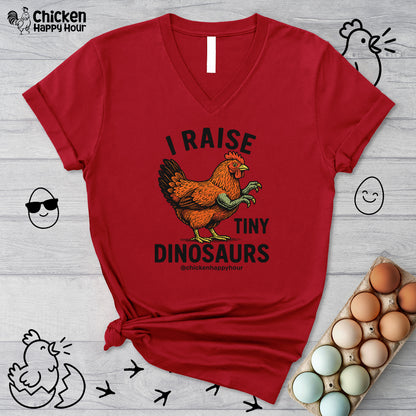 I Raise Tiny Dinosaurs V-Neck Tee