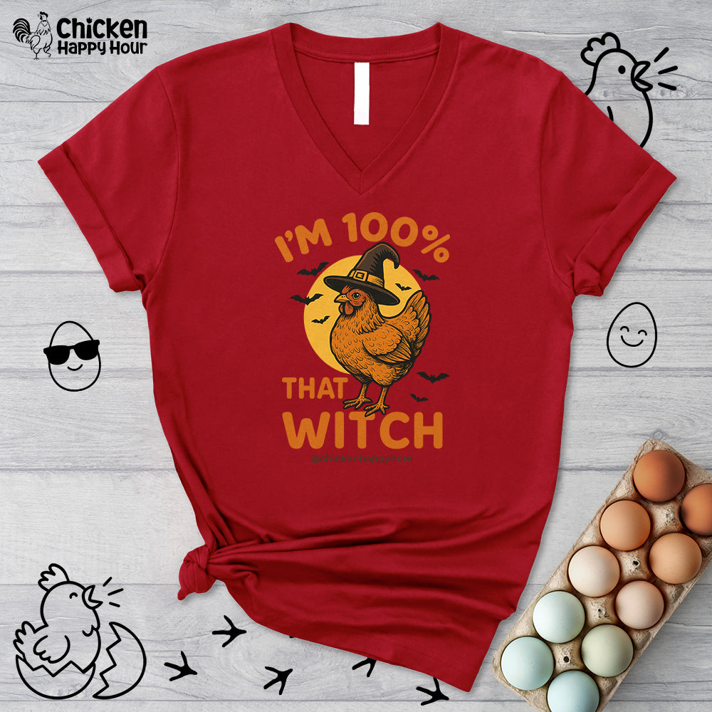 I'm 100% That Witch V-Neck Tee