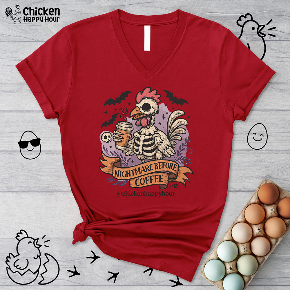 Nightmare Before Coffee V-Neck Tee