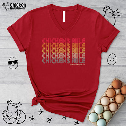 Chickens Rule V-Neck Tee