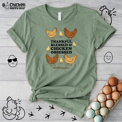Thankful Blessed and Chicken Obsessed Unisex Tee